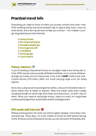 example page 7 from our offline Travel Guide for Equatorial Guinea
